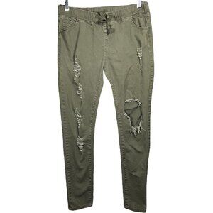 American Bazi Olive Green Distressed Jogger Pants - Size M